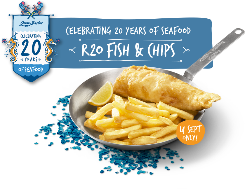 Ocean Basket Will Be Serving Fish And Chips For R20 - Ocean Basket Birthday Special 2018 (839x648), Png Download