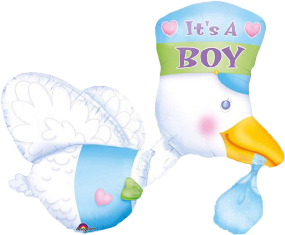 It's A Boy Baby Duck Balloon - Cigueñas Para Baby Shower (600x600), Png Download