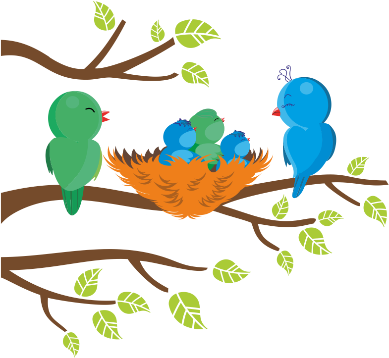 43 Cm De Ancho - Pajaritos En Rama Png (800x774), Png Download