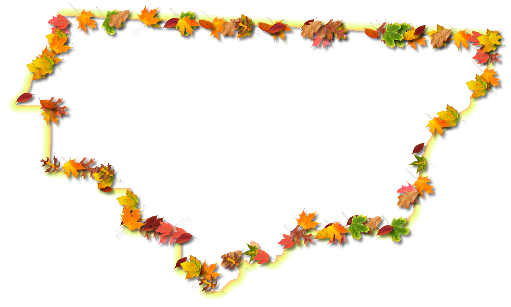 A Yellow And Orange Outline Map Of Gadsden With Fall - Floral Design (1024x617), Png Download