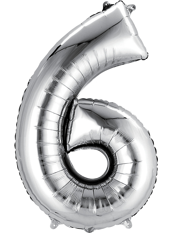 22inch Silver Number Balloons - Globos De Numero 6 (570x1080), Png Download