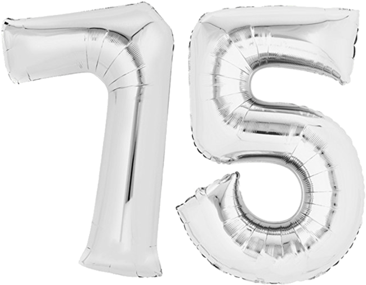 Foil Balloon 80 Cm Silver Lettering "75" Balloon Birthday - Inflatable (768x768), Png Download