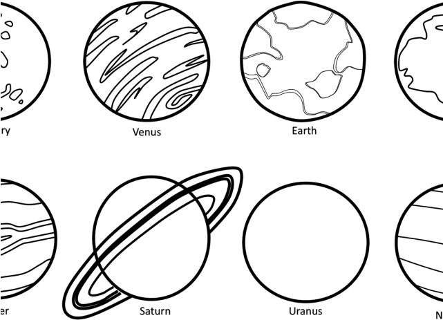 Planet Clipart Mercury - Mars The Planet Black And White (640x480), Png Download