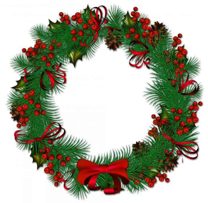 Christmas ~ Christmasth Clipart Transparent Collection - Christmas Wreath Transparent Background (728x712), Png Download