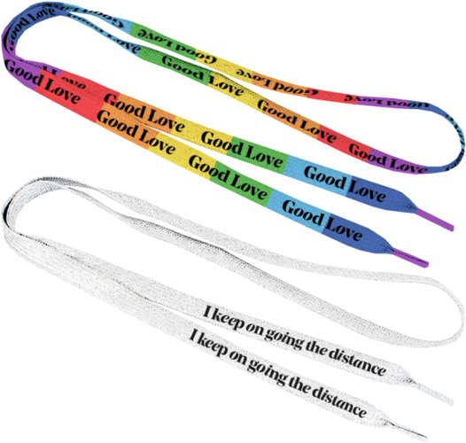 Rainbow & White Set Of Shoelaces - Tool (600x600), Png Download