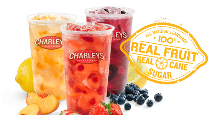 Charleys Philly Steaks - Charleys Philly Steaks Fruit Drinks (969x365), Png Download