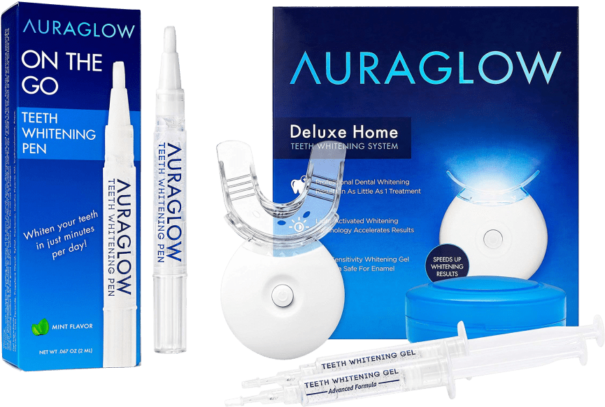 Auraglow Deluxe Home Teeth Whitening Kit With Bonus - Auraglow Teeth Whitening (864x864), Png Download