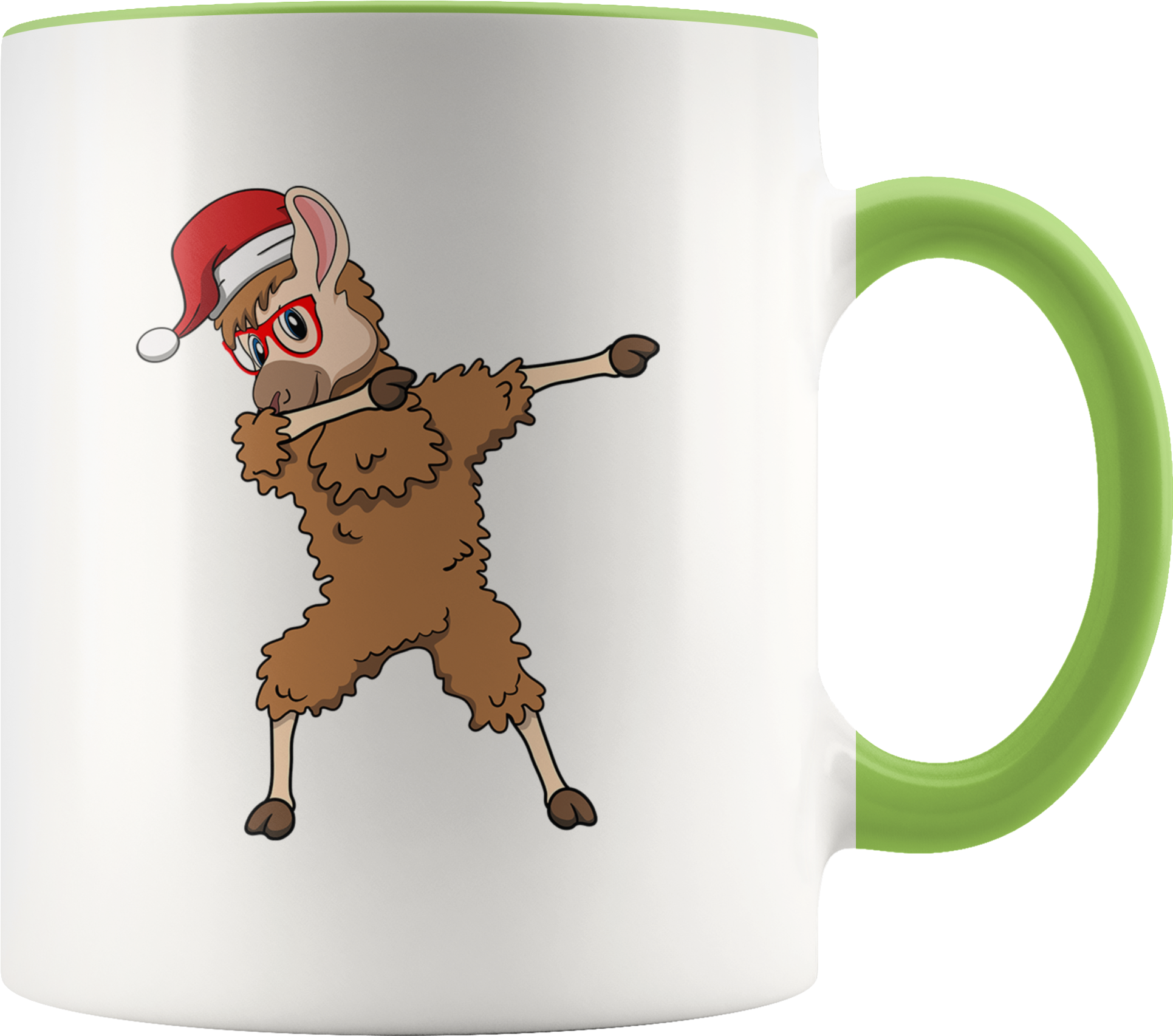 Llama Dabbing Santa Hipster Glasses Alpaca Lover Cute - Beer Stein (2000x2000), Png Download