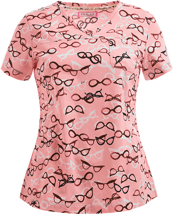 K113fgl Koi Scrubs, Stylish Scrubs, Medical Uniforms, - Scrubs With Glasses On Them (600x720), Png Download