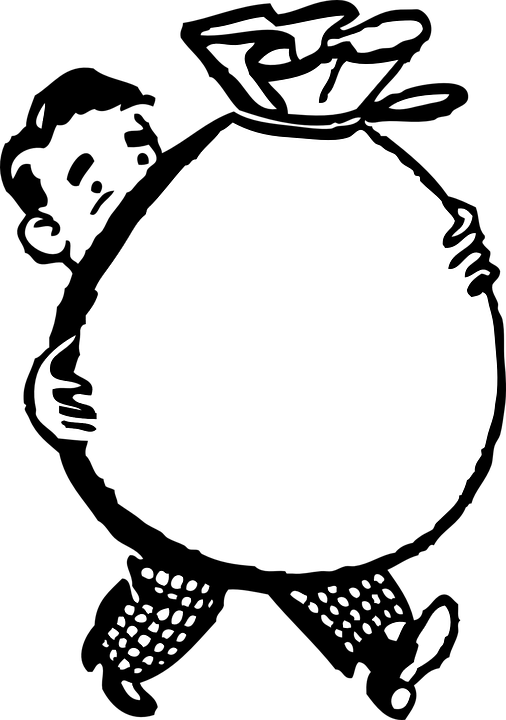 Man Person Money Big Fifties Bag Walk Walking - Man Holding Money Bag Png (506x720), Png Download