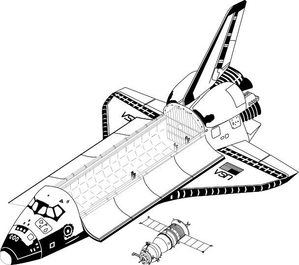 F35 Drawing Space Shuttle - Soyuz Space Shuttle Comparison (608x540), Png Download
