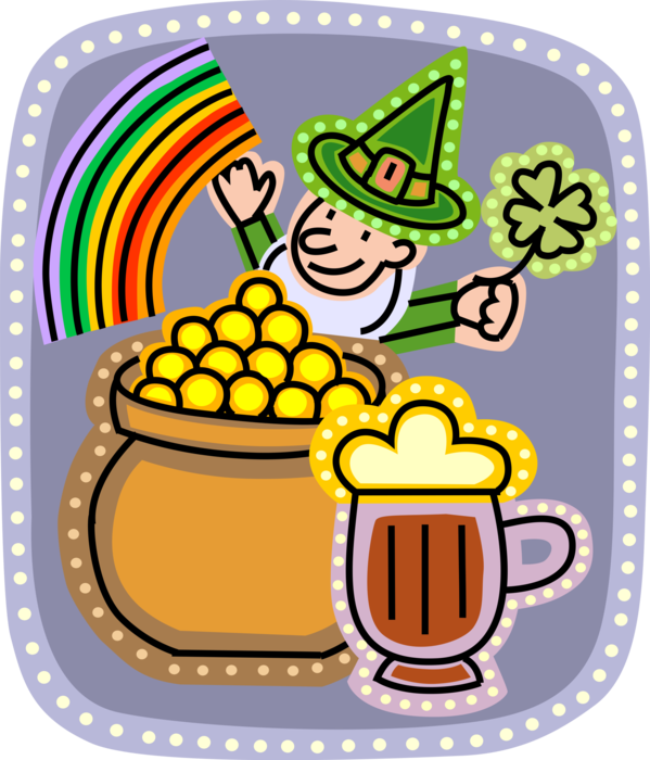 Vector Illustration Of St Patrick's Day Irish Leprechaun (599x700), Png Download