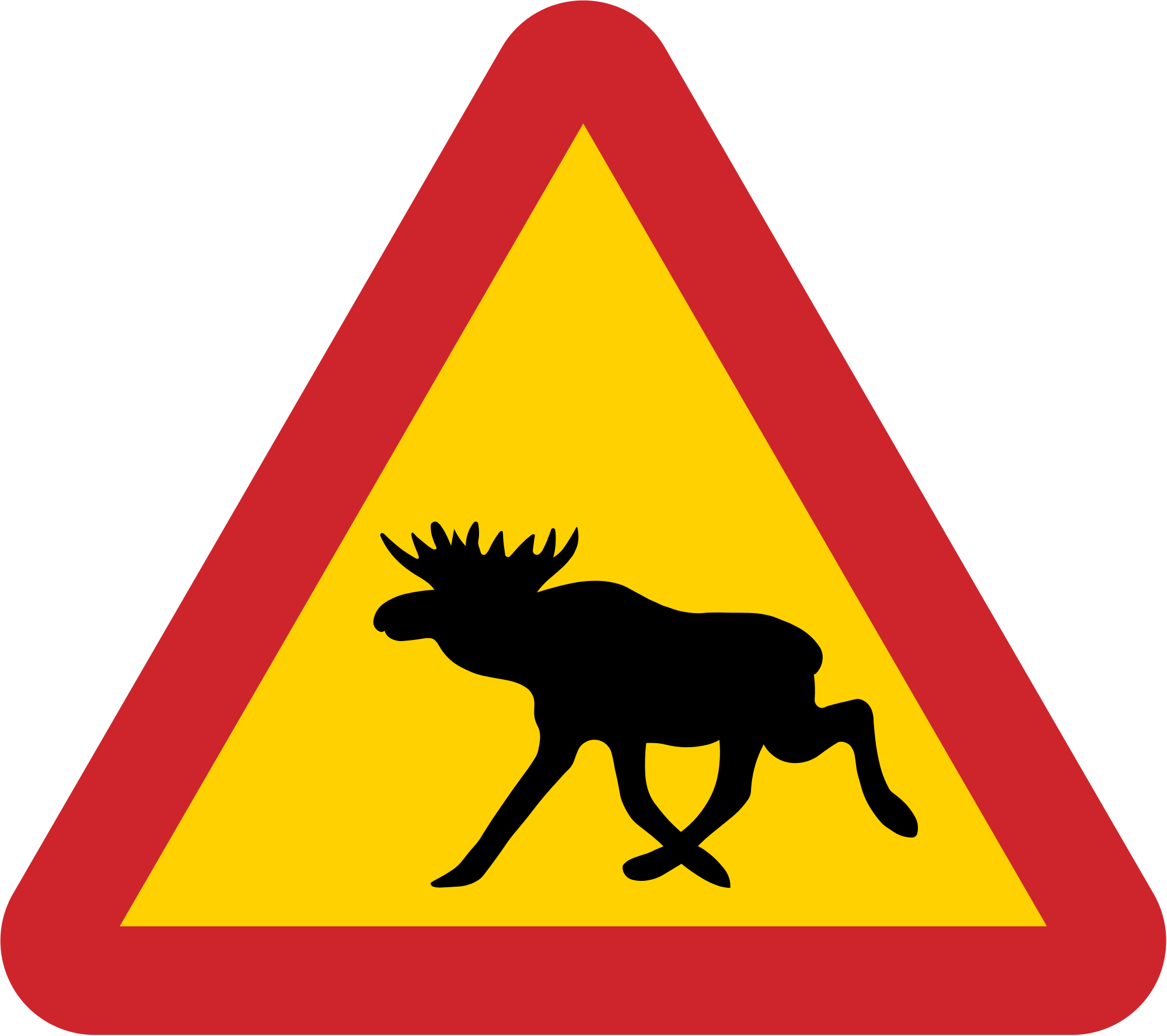 Warning Signs - Sweden Moose Road Sign (2000x1776), Png Download