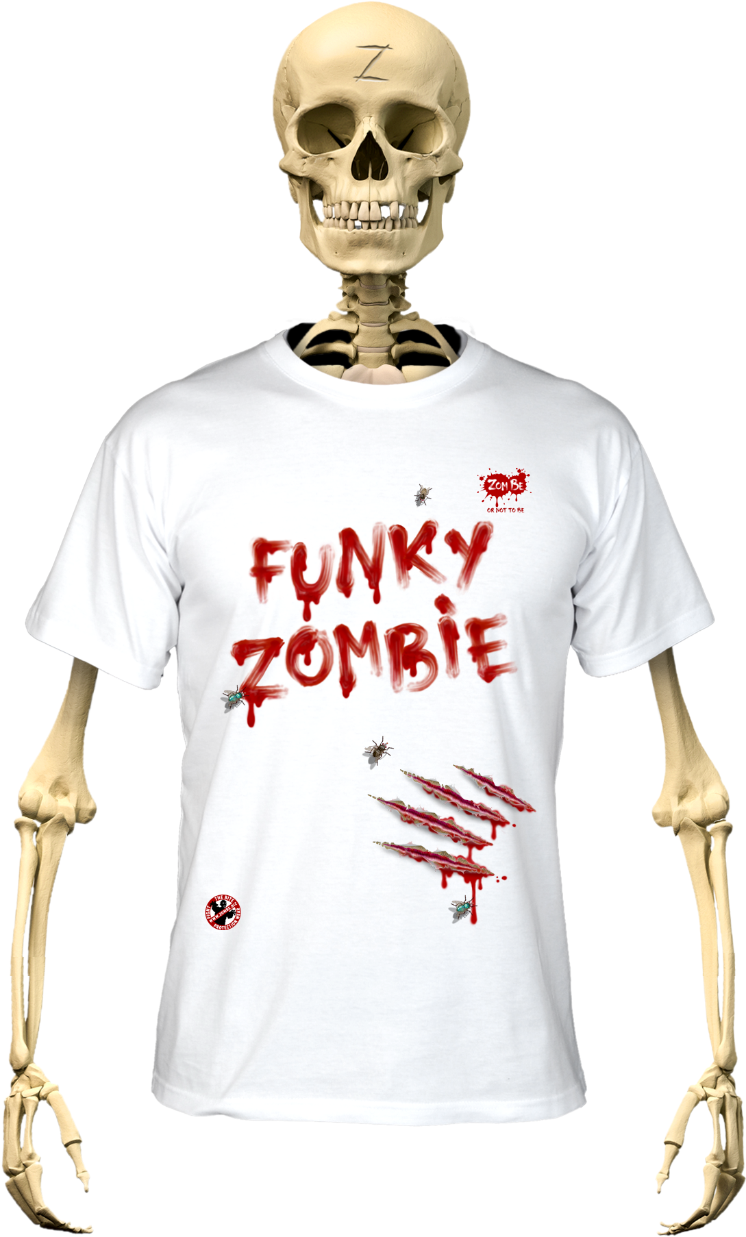 Zombe T-shirt Anti Zombie Funky Zombie For Children - Skeleton Wearing T Shirt (1302x1950), Png Download