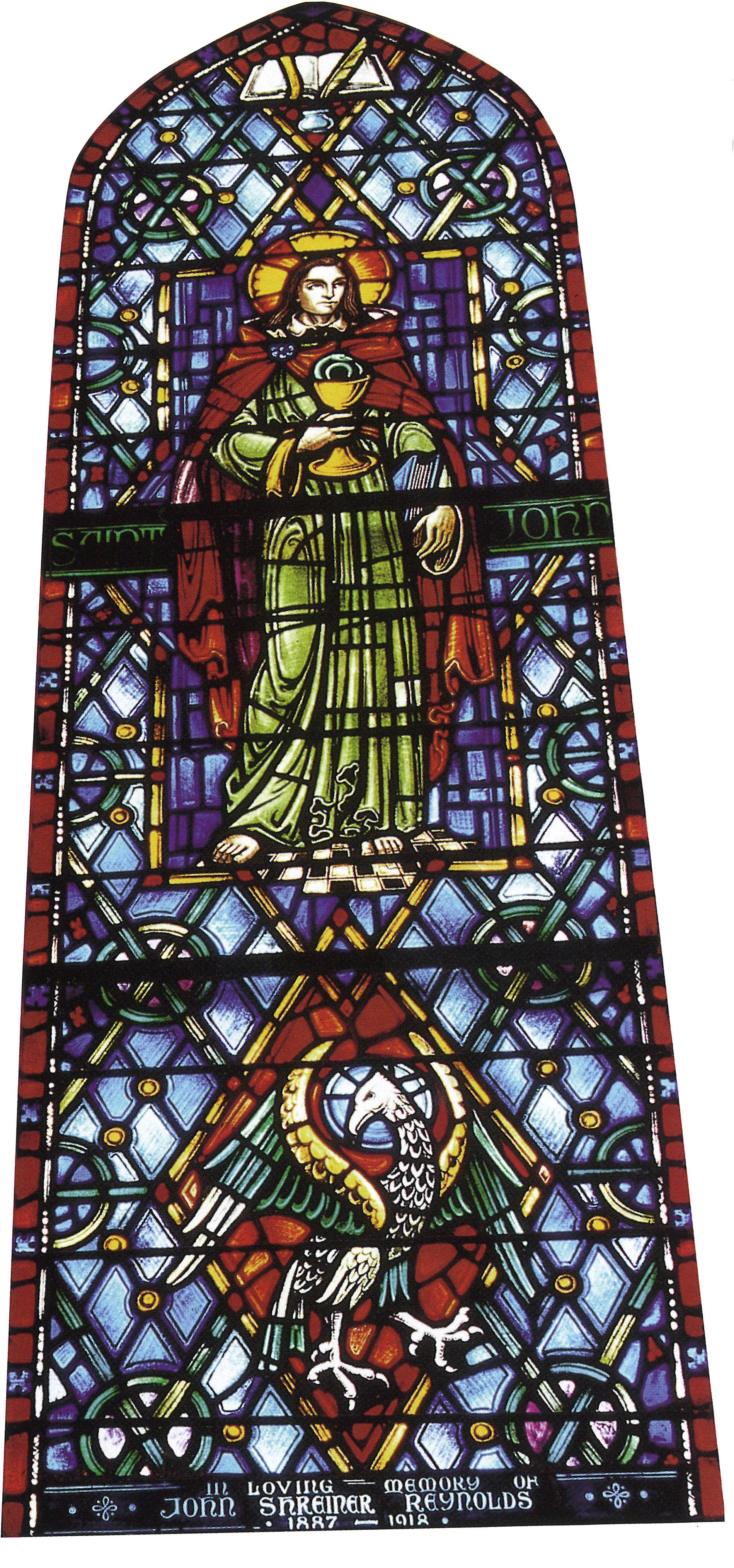 This Window Shows Saint John, With A Triradiate Nimbus, - Stained Glass (1951x4136), Png Download