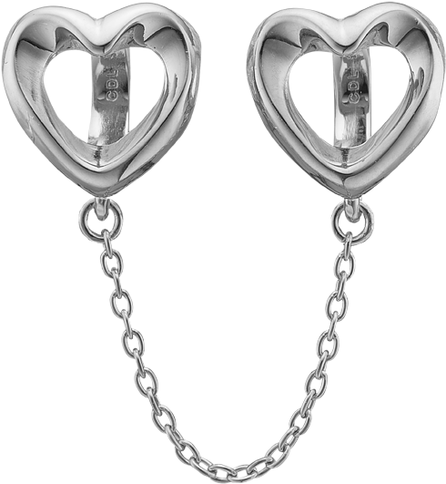 Silver Heart Safety Chain - Pandora Cadena De Seguridad (545x600), Png Download