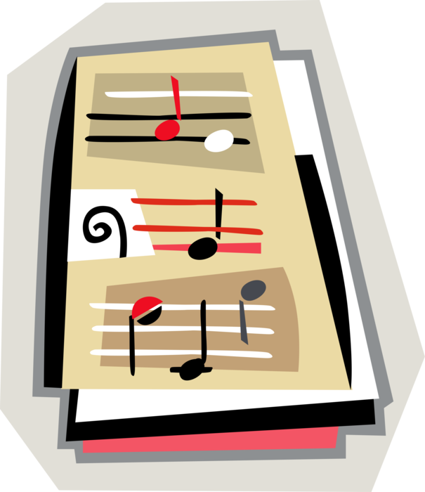 Vector Illustration Of Music Sheets With Musical Notation - Figuras Musicales (605x700), Png Download