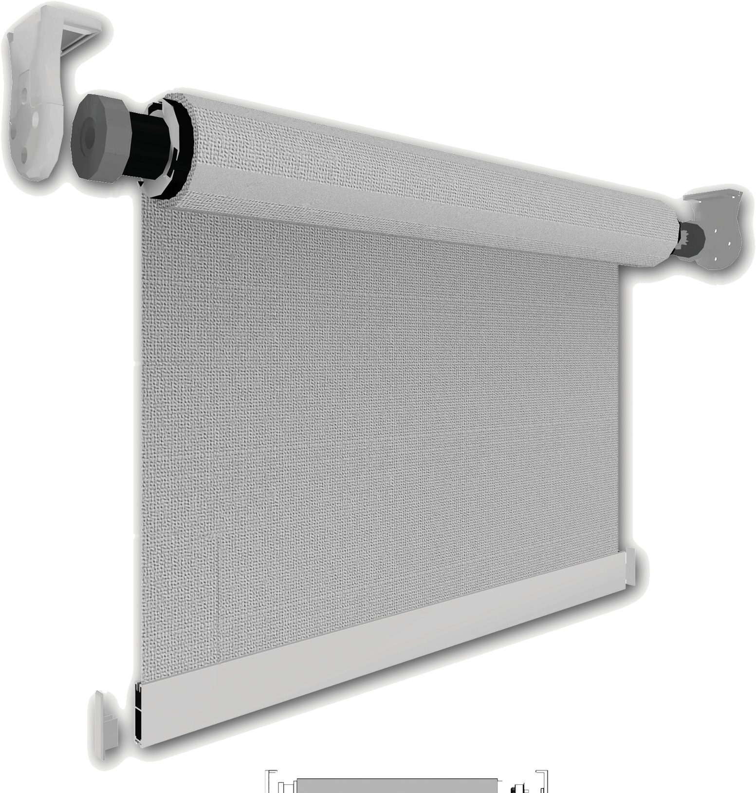 Motorized Roller Blind Heavy Duty System - Window Blind (1608x1651), Png Download