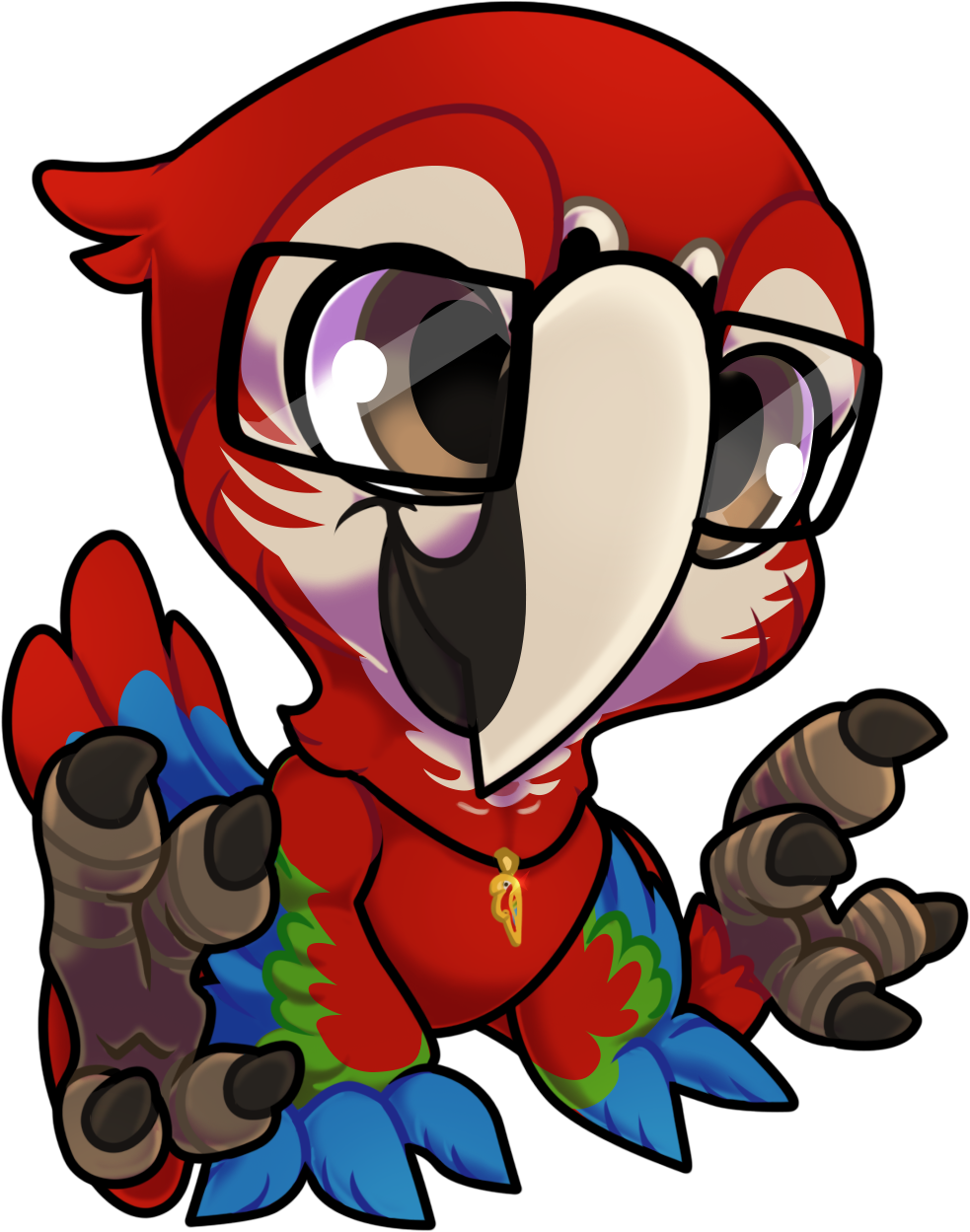 Cute Chibi Joel The Green Winged Macaw - Cartoon (983x1249), Png Download