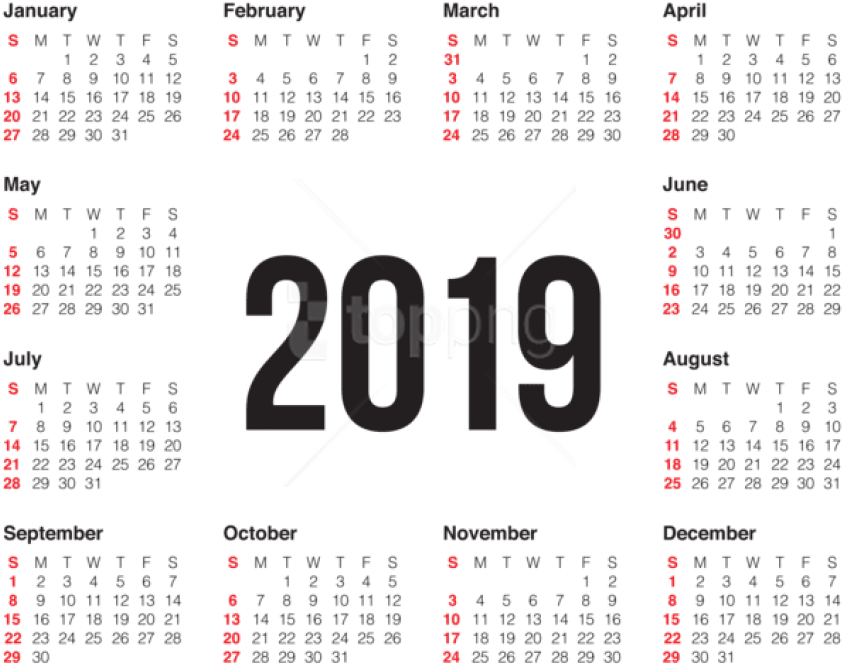Free Png 2019 Transparent Calendar Png - Transparent 2019 Calendar Png (850x673), Png Download