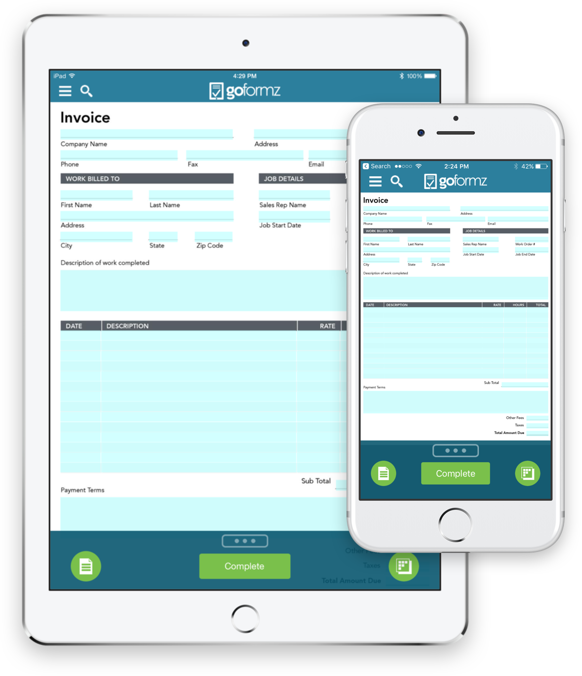 Goformz Mobile Forms In Use On Tablet And Mobile Phone - Mobile Forms (1149x1335), Png Download