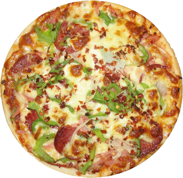 Ham, Locally Produced Pepperoni, Freshly Sliced Capsicum, - California-style Pizza (600x585), Png Download