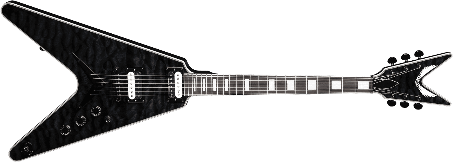 V Select Quilt Top Trans Black - Dean Electric Guitar (1600x604), Png Download
