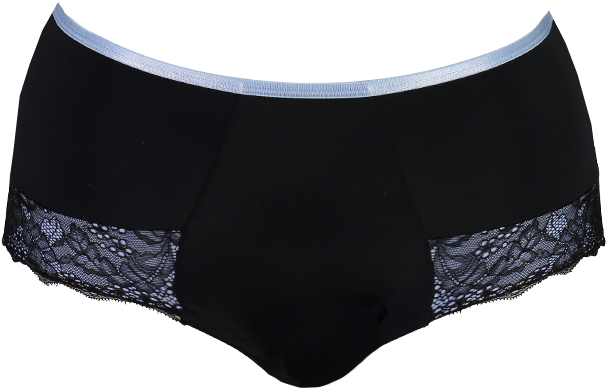 Lace Black & Serenity Blue Briefd27 2064black/serenityblue - Underpants (800x741), Png Download