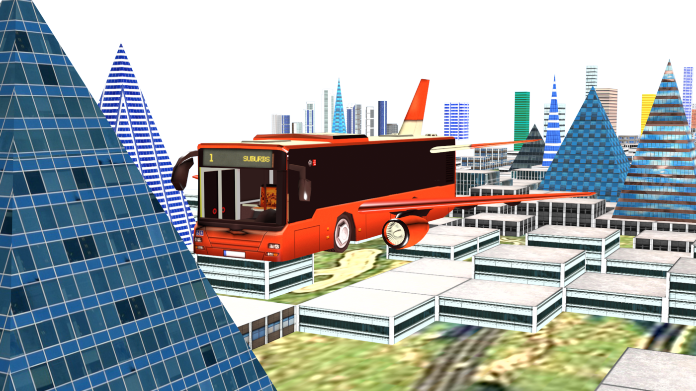 Flying Car Bus And Cycle - Airport Bus (1400x788), Png Download
