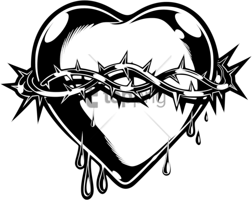Free Png Imagenes De Corazones Con Espinas Png Image - Thorny Heart (851x675), Png Download