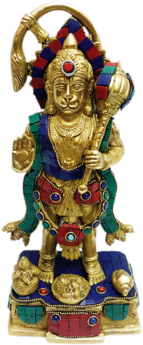 Standing Hanuman -the Protector Turquoise Stone 11" - Statue (600x800), Png Download