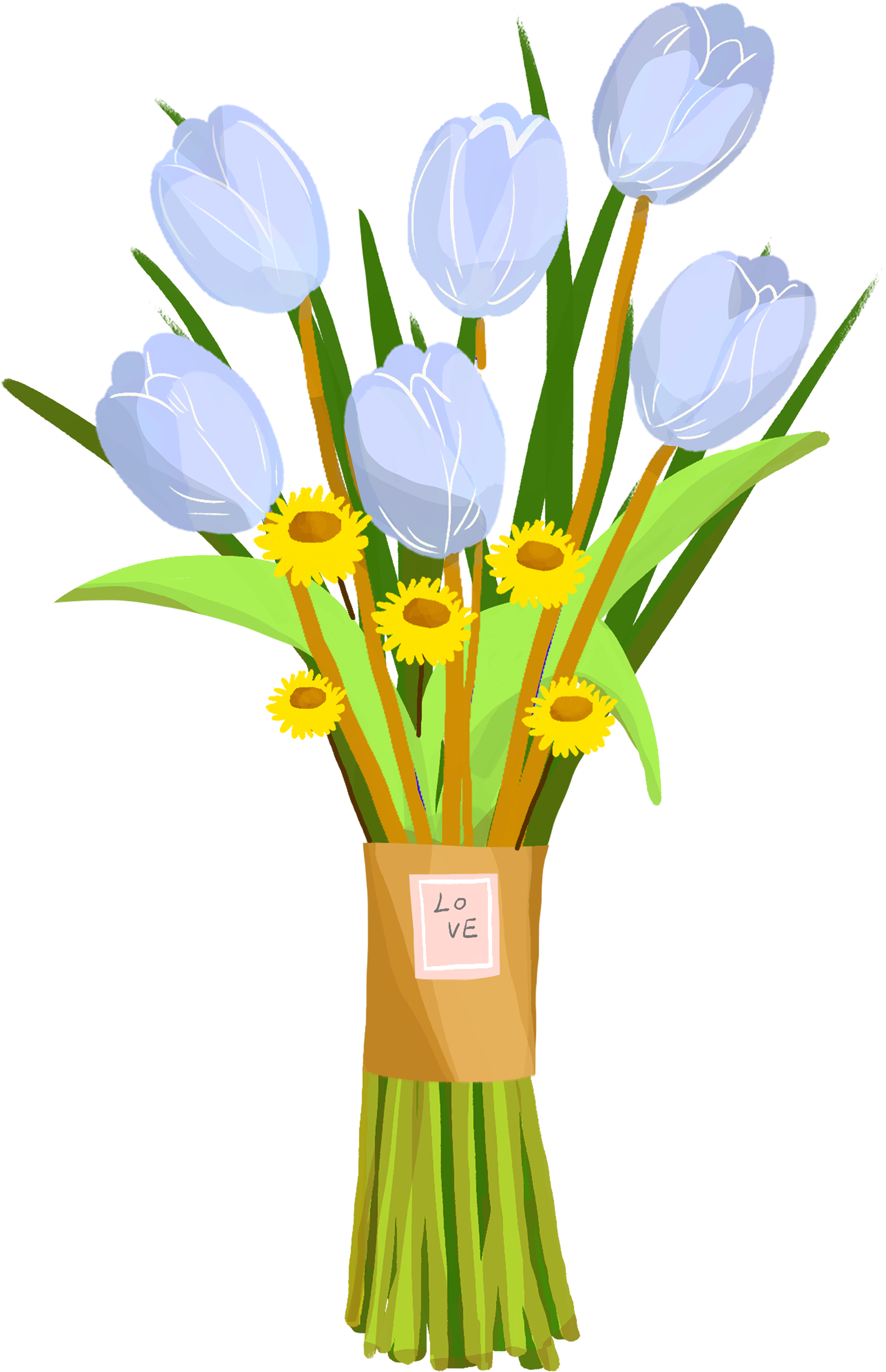 紫色的鲜花花束插画 - Bouquet (2052x3000), Png Download