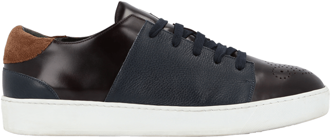 Brushed Calfskin Sneakers With Burnt Brown Suede Details - Suede (960x1440), Png Download