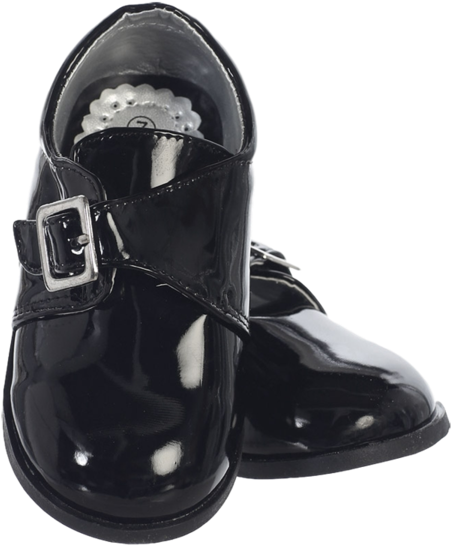 Black Patent Dress Shoes With Cross Over Velcro Strap - Shoe (600x600), Png Download