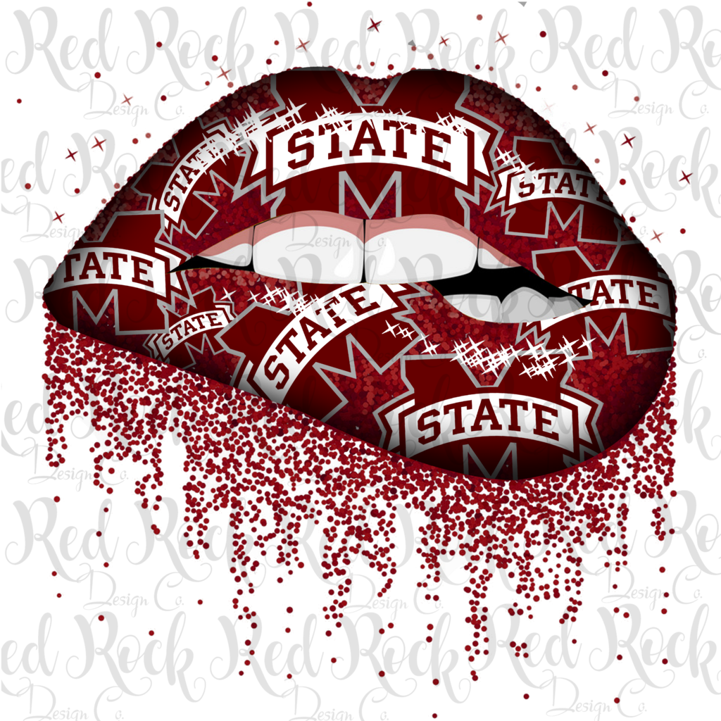 Mississippi State Glitter Lips - Atlanta Falcons Lips Svg (1024x1024), Png Download