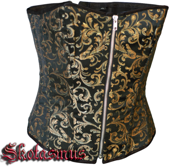 Fullbreast Corset With Brokat , Black/gold - Pattern (600x600), Png Download