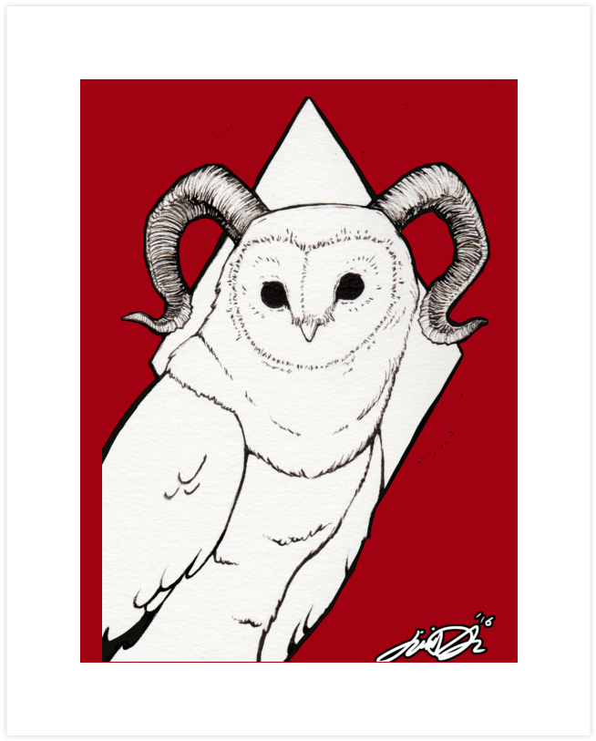 Great Horned Barn Owl Art Print - Cartoon (740x900), Png Download