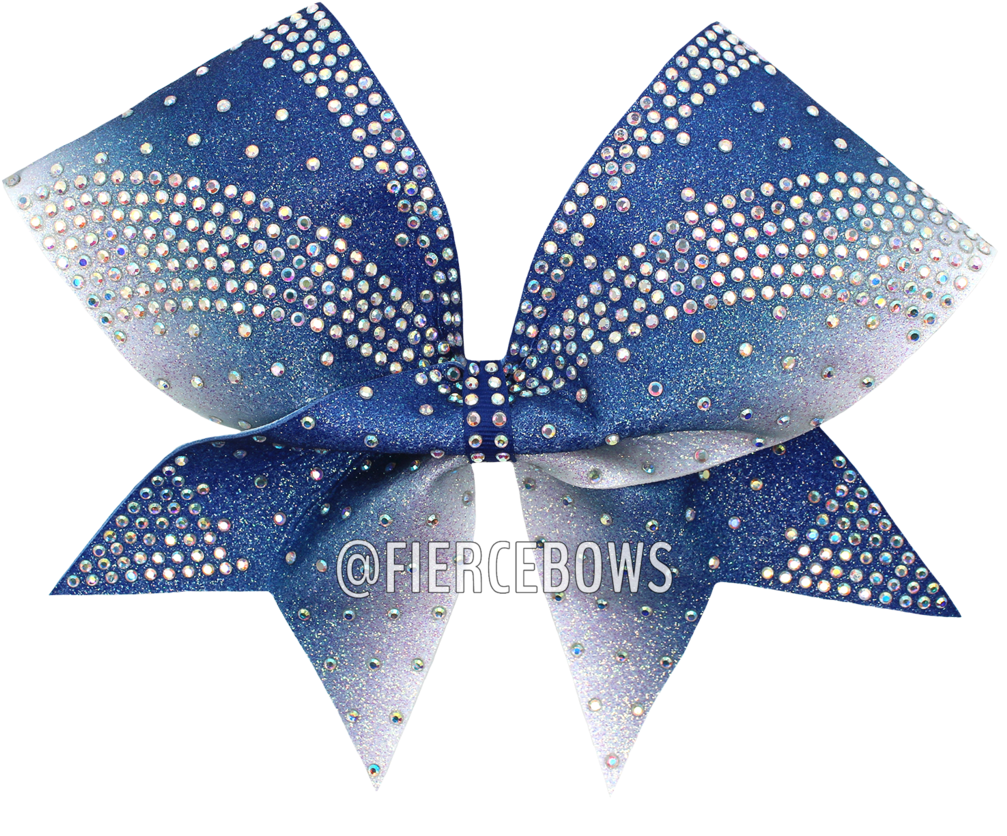 Brooklyn Glitter Ombre Rhinestone Bow - Light Blue And White Cheer Bows (1024x1024), Png Download