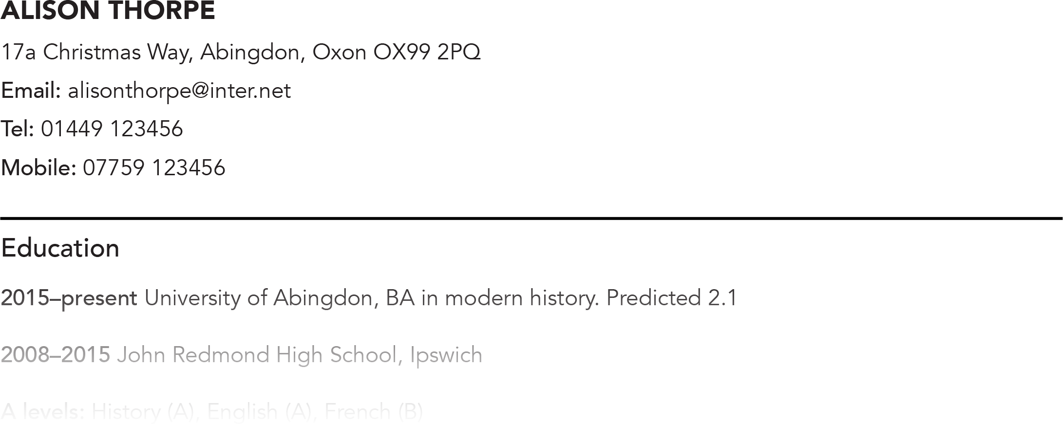 The Traditional Cv Sells Your Track Record - Graduate Cv Uk (2182x871), Png Download