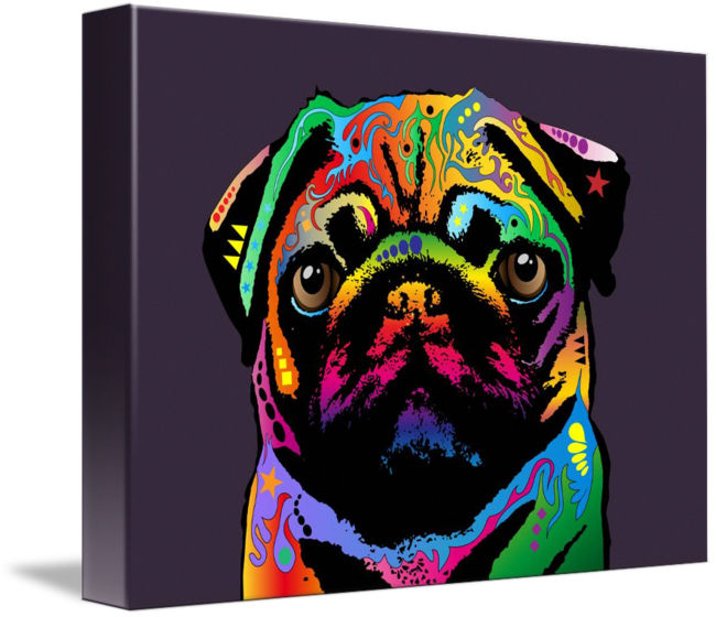 "pug Dog " By Michael Tompsett, Castellon // Pug Art - Art Pug (650x560), Png Download