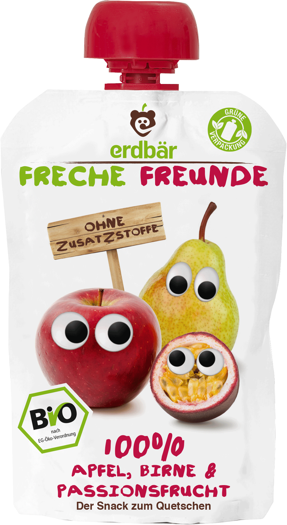 Organic Squeeze Pouch Passion Fruit - Bio Siegel (987x1800), Png Download