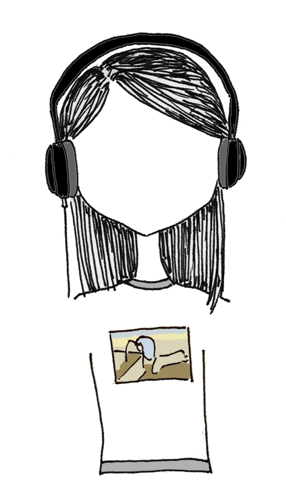 Music Girl - Sketch (1000x1786), Png Download