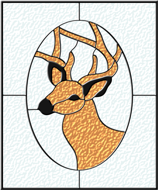 Window Stained Glass Reindeer - Antelope (621x750), Png Download
