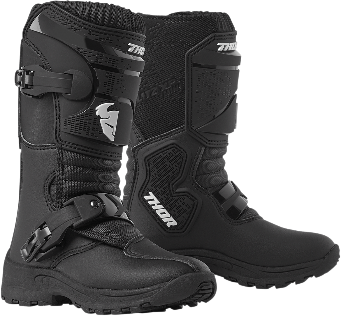 Thor Kids Youth Black Mini Biltz Xp Offroad Riding - Alpinestars Tech 1 Boots (1170x1085), Png Download