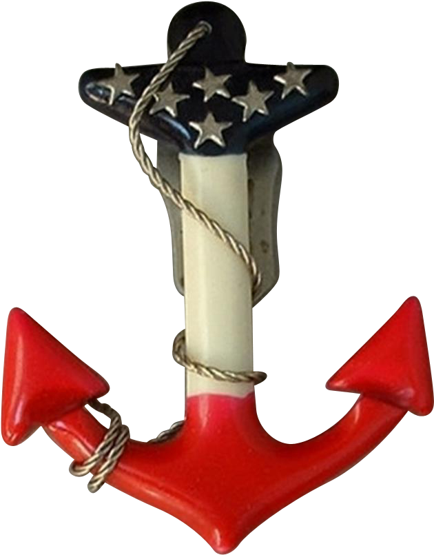 Rare Vintage Genuine Celluloid Brooch Anchor Clip Cherry - Christmas Decoration (804x804), Png Download