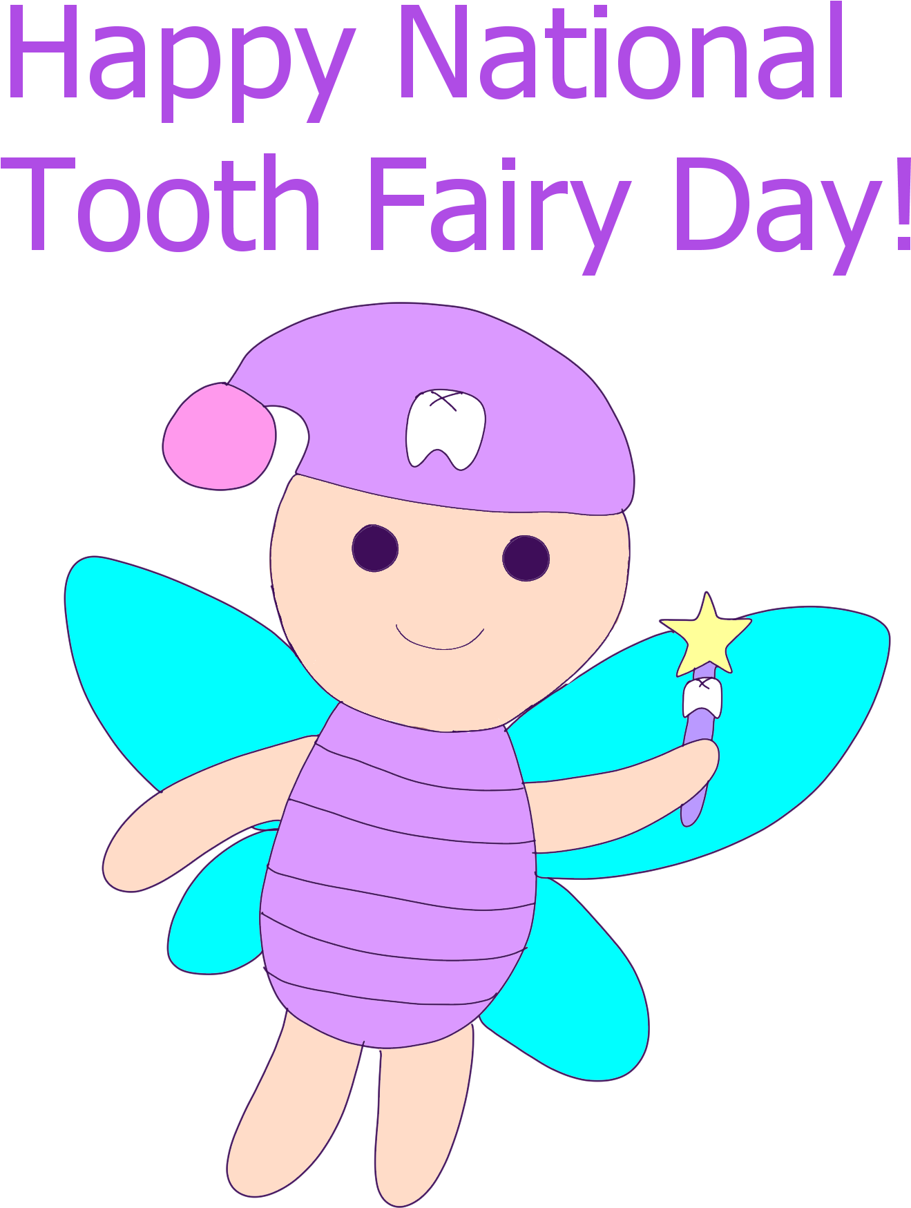 Happy National Tooth Fairy Day - Cartoon (1572x1916), Png Download