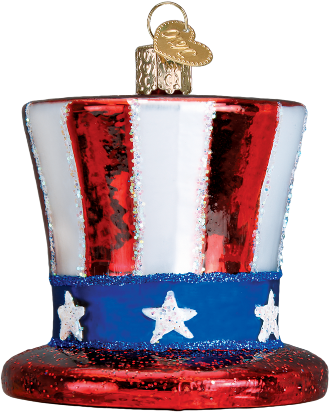 Uncle Sam Hat Ornament - Old World Christmas (950x950), Png Download
