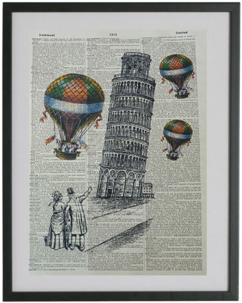 Pisa Tower Art Print No - Hot Air Balloon (519x640), Png Download