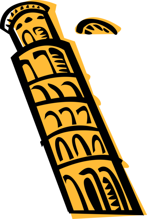 Vector Illustration Of Leaning Tower Of Pisa Campanile (470x700), Png Download