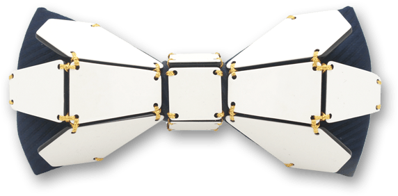 Geometry Flower In Gold Line Blue White Bow Tie - Belt (800x800), Png Download